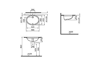 Раковина встраиваемая Vitra Arkitekt 52 6069B003-0012 белая купить в интернет-магазине Sanbest