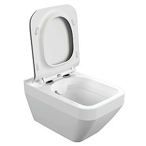 Унитаз подвесной Cersanit CREA SQUARE CO DPL EO SLIM c инсталляцией LINK PRO/кнопка TWINS хром глянцевый, с крышкой микролифт, безободковый купить в интернет-магазине Sanbest