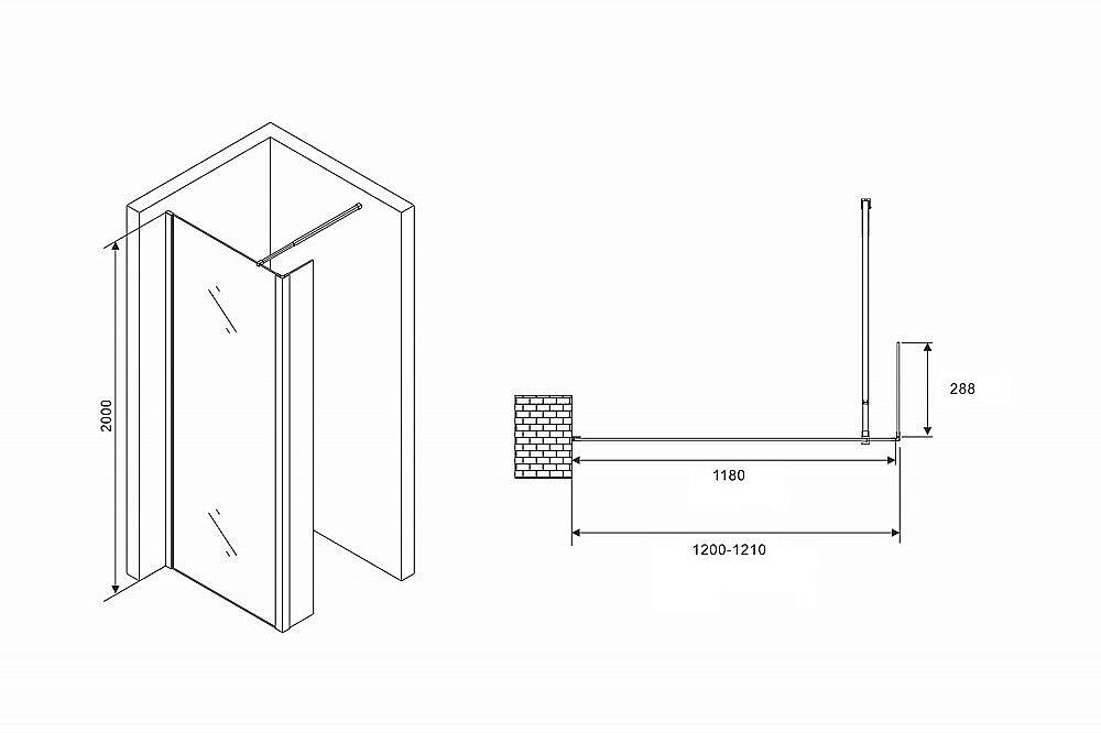 Душевое ограждение Abber Immer Offen AG66120B 120 купить в интернет-магазине Sanbest