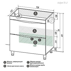 Тумба с раковиной напольная Grossman Виста 75 с 2-я ящ, белый глянец для ванной в интернет-магазине Sanbest