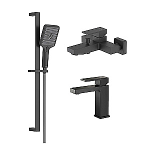 Набор смесителей Aquatek ЛИБРА Set 3 в 1 (AQ1610MB+AQ1640MB+AQ2019MB) черный матовый купить в интернет-магазине сантехники Sanbest