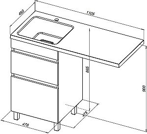 Тумба с раковиной Aquanet Вега 110 329123 белая для ванной в интернет-магазине Sanbest