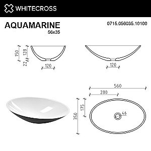 Раковина накладная WhiteCross Aquamarine 56 0715.056035.10100 черная, белая купить в интернет-магазине Sanbest