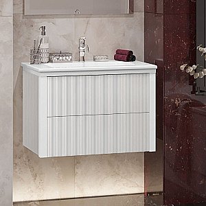 Тумба под раковину Опадирис Рубинно 00-00007341 80 белая глянцевая купить в интернет-магазине сантехники Sanbest