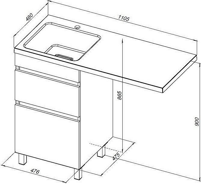 Тумба с раковиной Aquanet Вега 110 329123 белая для ванной в интернет-магазине Sanbest
