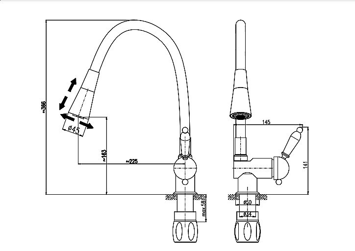 Смеситель для кухни Rav-Slezak Labe L008.5/13CMAT черный матовый купить в интернет-магазине сантехники Sanbest
