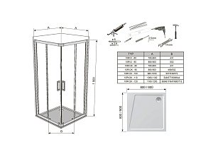 Душевой уголок Ravak 10° 10RV2K 90x80 блестящий/Transparent купить в интернет-магазине Sanbest