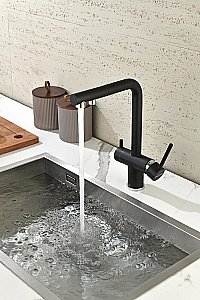 Смеситель для кухни Paulmark Serpentine Se213222-BLM черный купить в интернет-магазине сантехники Sanbest