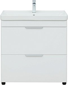 Тумба с раковиной Aquanet Ирис new 80 напольная белый глянец для ванной в интернет-магазине Sanbest