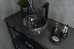 Раковина накладная Gid Esfera 32 Mnc480 54432 черная мрамор купить в интернет-магазине Sanbest