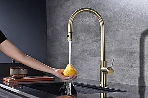 Смеситель для кухни Paulmark Galant Ga213077-LG светлое золото купить в интернет-магазине сантехники Sanbest