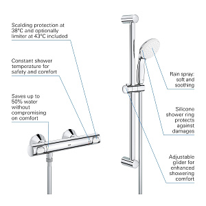 Смеситель для душа Grohe Grohtherm 500 34796001 хром купить в интернет-магазине сантехники Sanbest