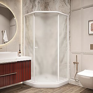 Душевой уголок Parly ZEP91FR 90х90 стекло матовое/профиль белый купить в интернет-магазине Sanbest