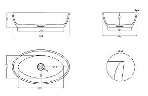 Раковина накладная Salini ALDA 01 110621M 58 из искусственного камня S-Stone, белая матовая купить в интернет-магазине Sanbest