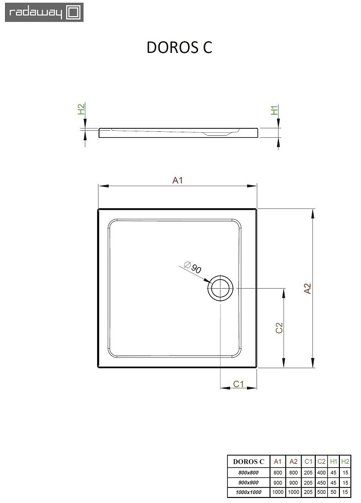 Душевой поддон Radaway Doros Plus C 100x100 купить в интернет-магазине Sanbest