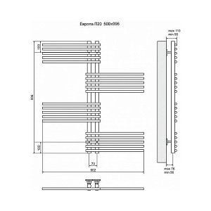 Полотенцесушитель электрический Terminus Европа П20 500x996 левый/правый купить в интернет-магазине сантехники Sanbest