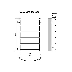 Полотенцесушитель водяной Azario Verona 500/800 AZ04158 хром купить в интернет-магазине сантехники Sanbest