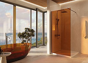 Душевая перегородка Vincea Walk-In VSW-1H900GSGM 90 профиль вороненая сталь/стекло янтарь купить в интернет-магазине Sanbest