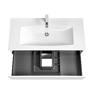 Тумба с раковиной Акватон Сохо 100 белая глянцевая для ванной в интернет-магазине Sanbest