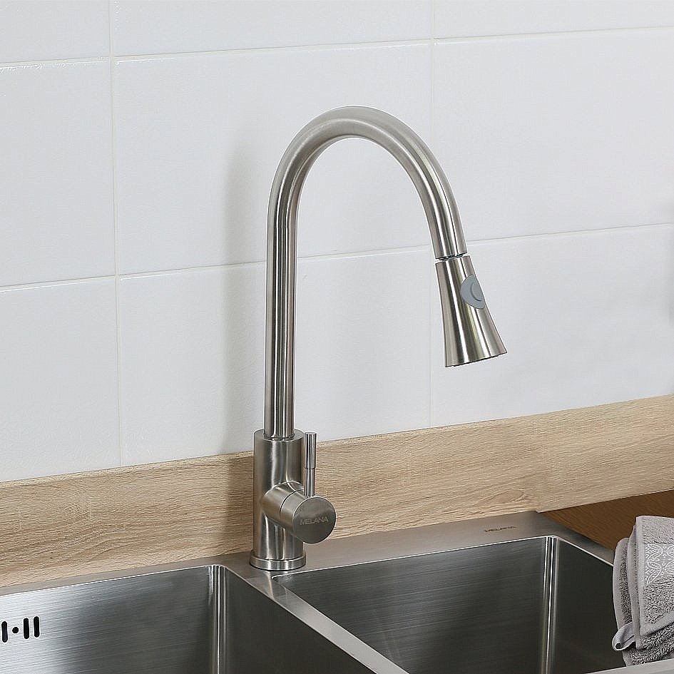 Смеситель для кухни Melana 8110 сатин купить в интернет-магазине сантехники Sanbest