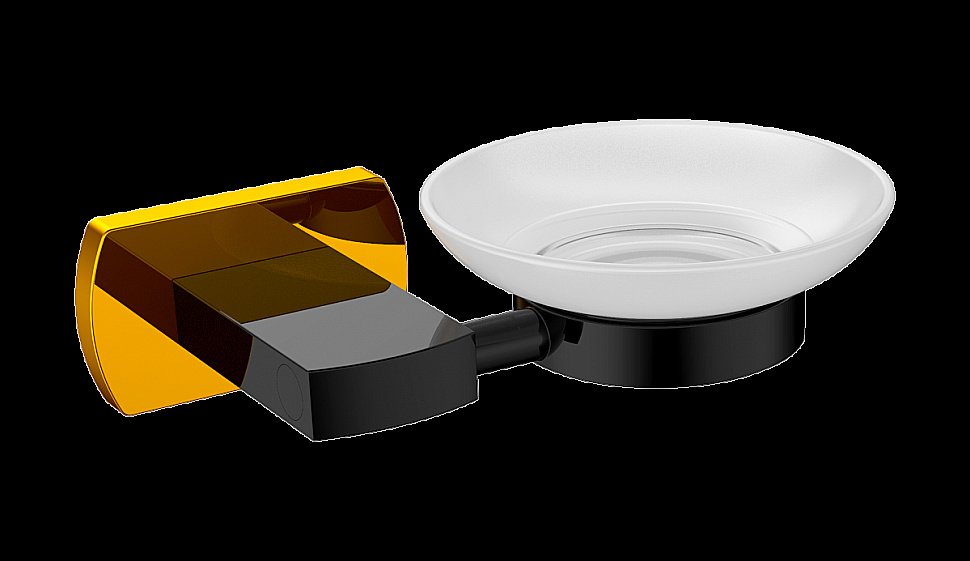 Мыльница CeramaLux Azzuro 95604 черная матовая/золото купить в интернет-магазине сантехники Sanbest