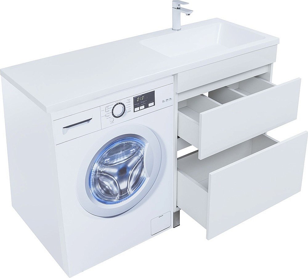 Тумба с раковиной Aquanet Вега 130 329125 белая для ванной в интернет-магазине Sanbest