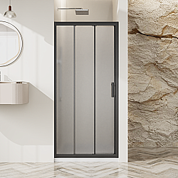 Душевая дверь BelBagno UNO-195-BF-3 120 стекло рифленое/профиль черный матовый купить в интернет-магазине Sanbest