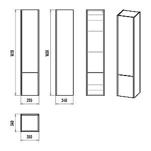 Пенал подвесной Misty Greenwood 35 GRE-05035-08 Зеленый / Дуб Галифакс олово для ванной в интернет-магазине сантехники Sanbest