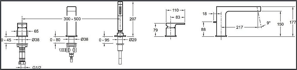 Смеситель для душа Jacob Delafon STRAYT E37337-CP купить в интернет-магазине сантехники Sanbest