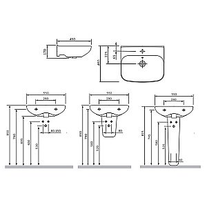 Раковина с полупьедесталом AM.PM Like 55 белая купить в интернет-магазине Sanbest