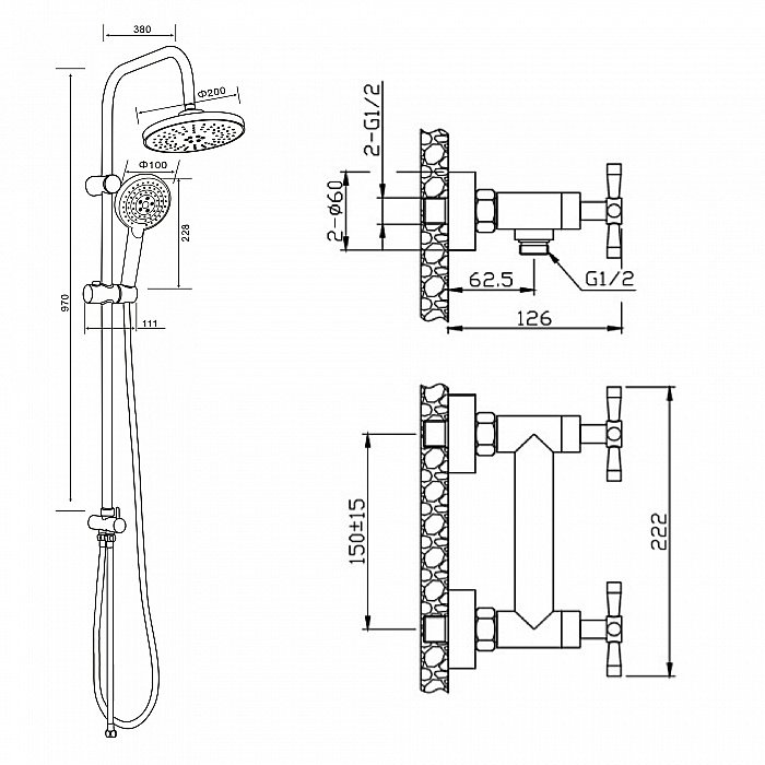 Душевая система Orange Mia M34-922b черный матовый купить в интернет-магазине сантехники Sanbest