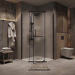 Душевой уголок Grossman Pragma 90х90 302.K33.03.9090.21.02 стекло шиншилла/профиль черный матовый купить в интернет-магазине Sanbest