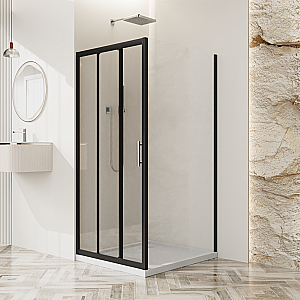 Душевой уголок BelBagno UNO-195-AHF-31 90x70 стекло прозрачное/профиль черный матовый купить в интернет-магазине Sanbest