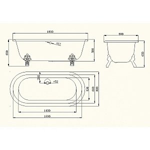 Ванна чугунная Magliezza Patricia 183х80 белая купить в интернет-магазине Sanbest