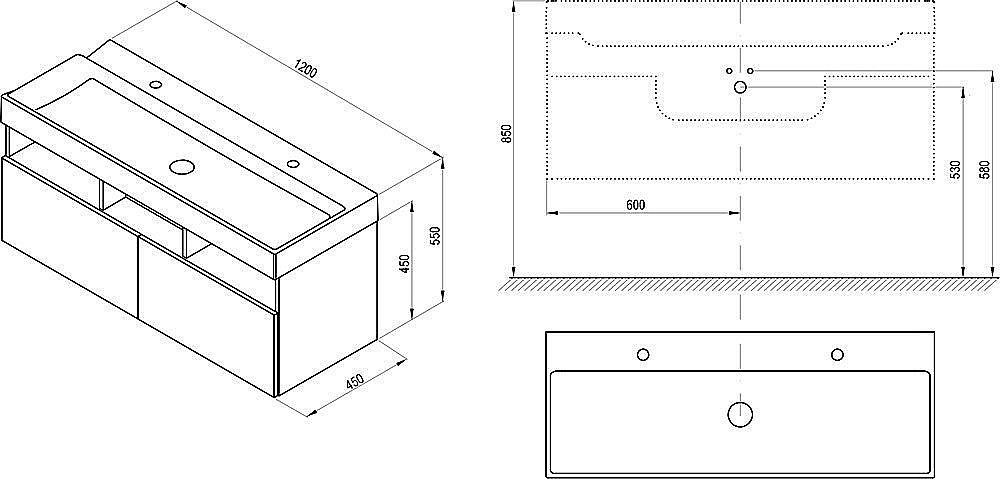 Тумба с раковиной Ravak NATURAL X000001053 120 белая для ванной в интернет-магазине Sanbest