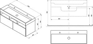 Тумба с раковиной Ravak NATURAL X000001053 120 белая для ванной в интернет-магазине Sanbest