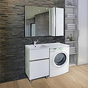 Тумба с раковиной напольная Lotos 110 под стиральную машину, любой цвет на заказ для ванной в интернет-магазине Sanbest