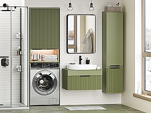 Шкаф подвесной Misty Enfida 60 ENF-08060-081 Зеленый / Дуб Сонома светлый для ванной в интернет-магазине сантехники Sanbest