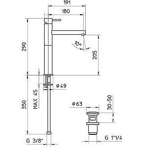 Смеситель для раковины Bossini Oki Z005303.073 черный купить в интернет-магазине сантехники Sanbest