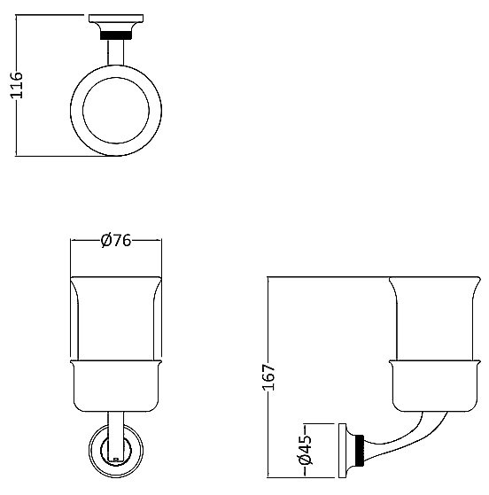 Стакан Burlington Guild GU003C хром/белый купить в интернет-магазине сантехники Sanbest
