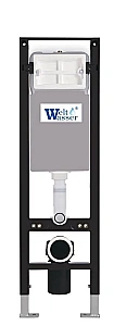 Унитаз подвесной WeltWasser AMBERG 350 + MERZBACH 041 XL MT-BL + AMBERG RD-BL черный матовый, безободковый, с крышкой микролифт, слив-торнадо, с инсталляцией и черной кнопкой купить в интернет-магазине Sanbest