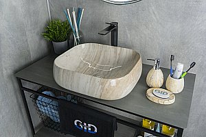 Раковина накладная Gid 45 Mnc554 54452 бежевый мрамор купить в интернет-магазине Sanbest