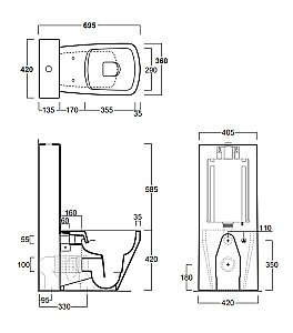 Унитаз Simas Baden Baden  безободковый, с напольным бачком, белый купить в интернет-магазине Sanbest