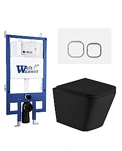 Унитаз с инсталляцией BAMBERG 545+GELBACH 043 MT-BL+BAMBERG WT черный матовый/кнопка белая, безободковый, с крышкой микролифт, слив торнадо купить в интернет-магазине Sanbest