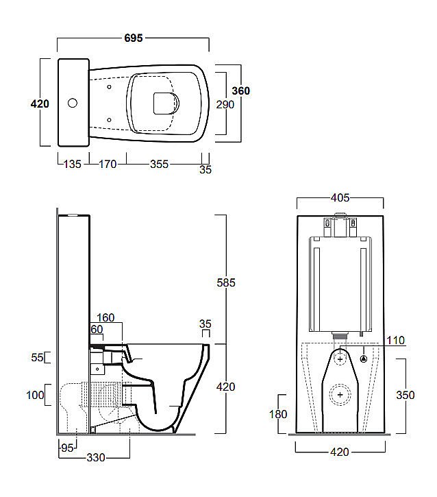 Унитаз Simas Baden Baden  безободковый, с напольным бачком, белый купить в интернет-магазине Sanbest