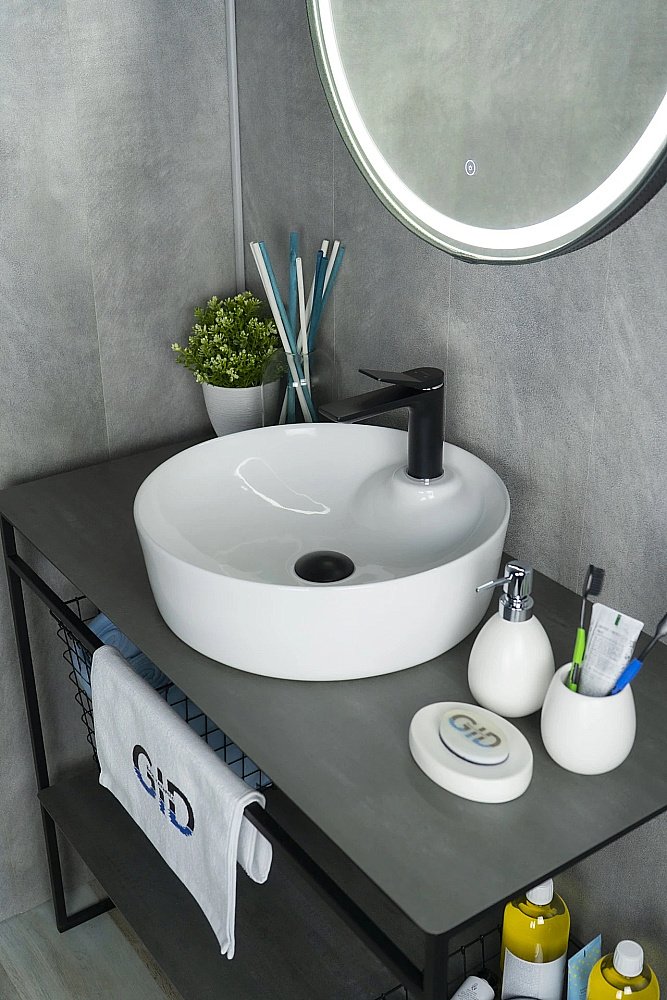 Раковина накладная Gid Esfera 44 D1306 51181 белая купить в интернет-магазине Sanbest