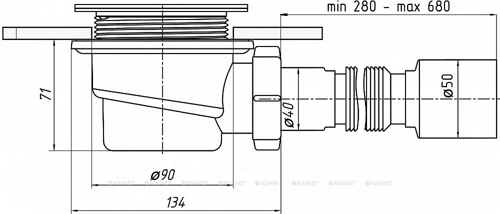 Сифон для душевых поддонов Ани Пласт E325BK купить в интернет-магазине сантехники Sanbest