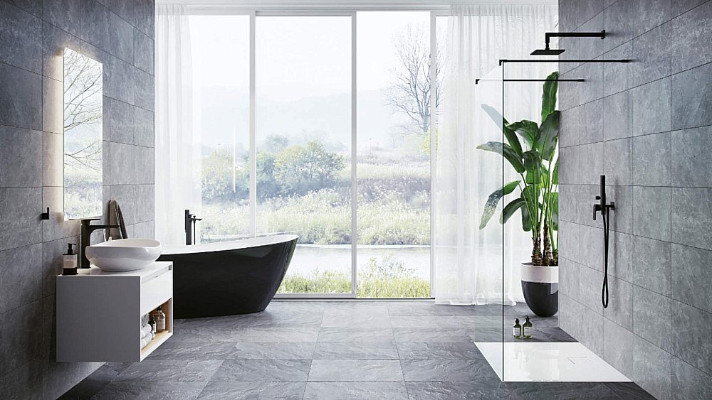 Душевая система Excellent Keria 2045 BL черная матовая купить в интернет-магазине сантехники Sanbest