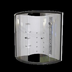 Душевое ограждение Радомир Лаура 128х128 профиль черный/стекла прозрачные купить в интернет-магазине сантехники Sanbest