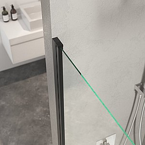 Шторка для ванны Berges RIVER S Black 900 065013 стекло прозрачное купить в интернет-магазине Sanbest